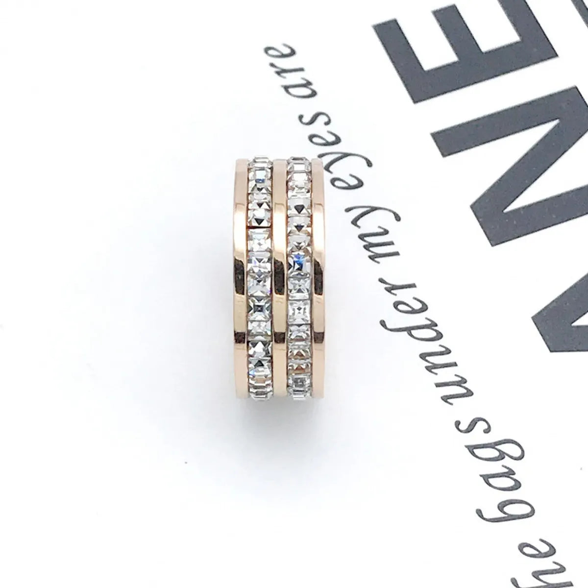 Fashion Geometric Titanium Steel Rhinestones Rings