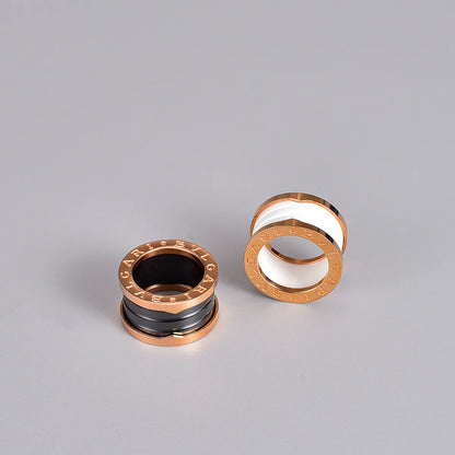 Fashion Geometric Titanium Steel Rings Plating Ceramics Stainless Steel Rings