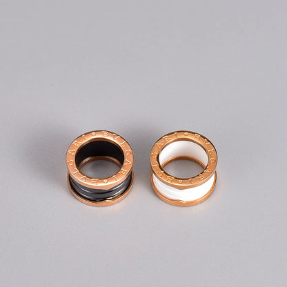 Fashion Geometric Titanium Steel Rings Plating Ceramics Stainless Steel Rings