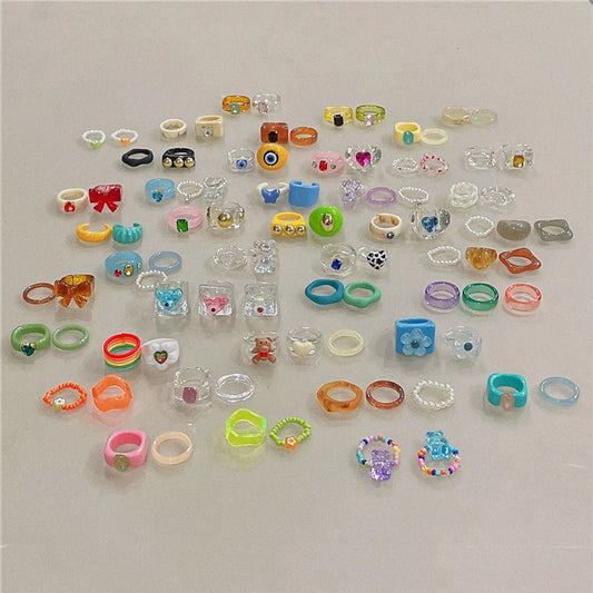 Fashion Geometric Transparent Arylic Women's Rings