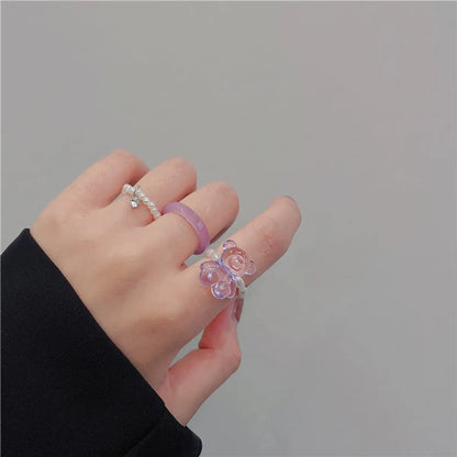 Fashion Geometric Transparent Arylic Women's Rings