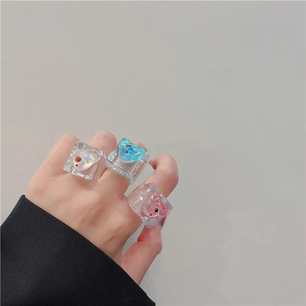 Fashion Geometric Transparent Arylic Women's Rings