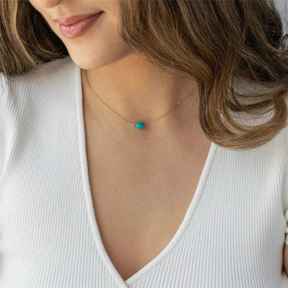 Fashion Geometric Turquoise Clavicle Chain Simple Copper Necklace