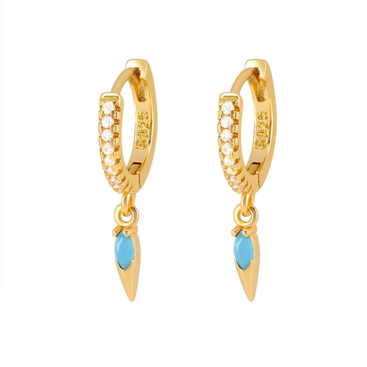 Fashion Geometric Water Drop Leaf Round Turquoise Copper Earrings