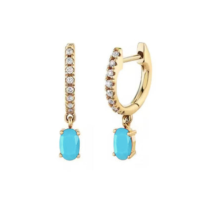 Fashion Geometric Water Drop Leaf Round Turquoise Copper Earrings