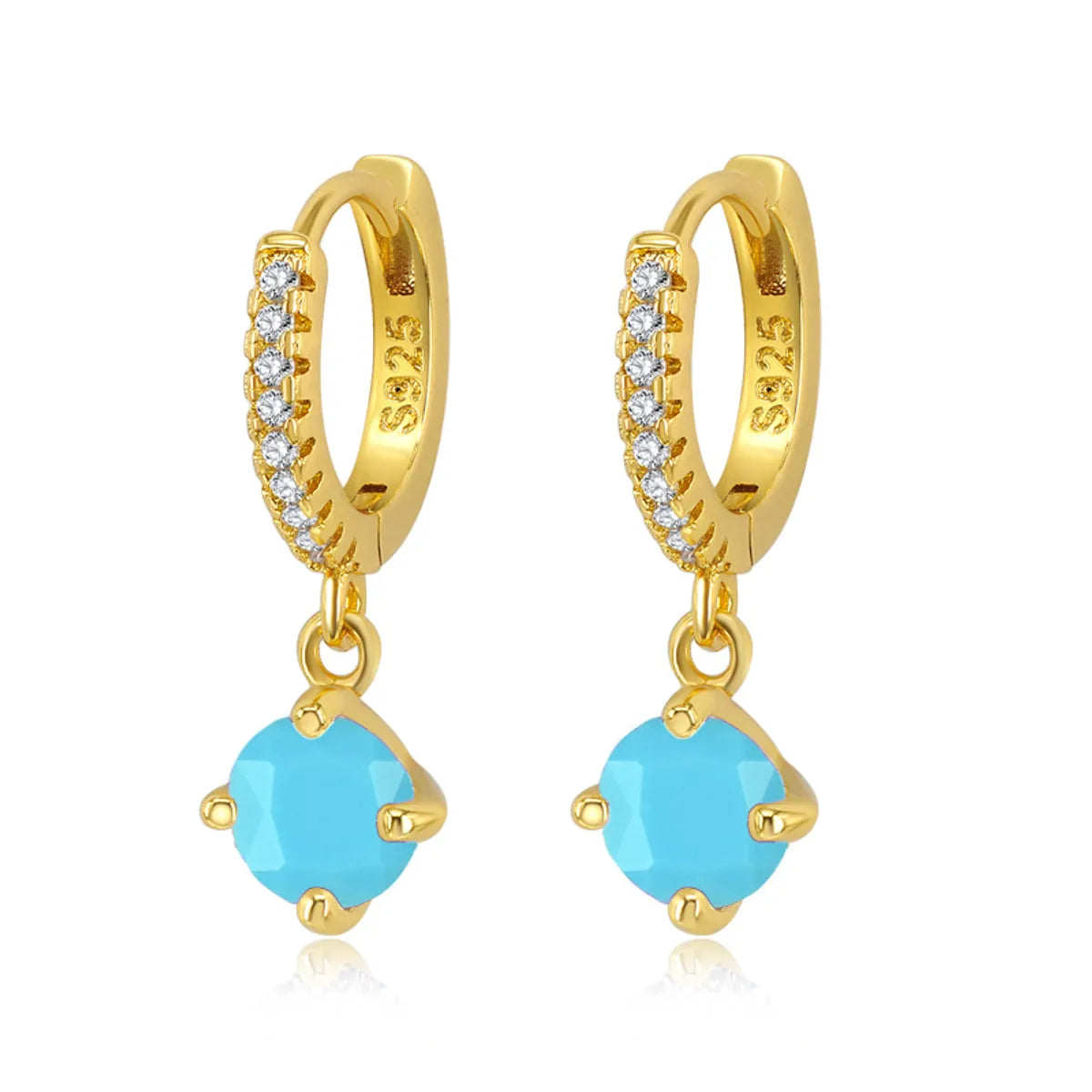 Fashion Geometric Water Drop Leaf Round Turquoise Copper Earrings