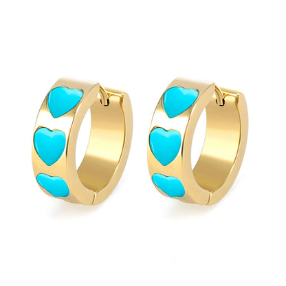 Fashion Geometric Water Drop Leaf Round Turquoise Copper Earrings