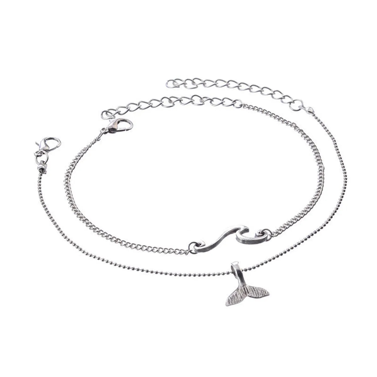 Fashion Geometric Waves Fish Tail Alloy Anklet 2 Pieces