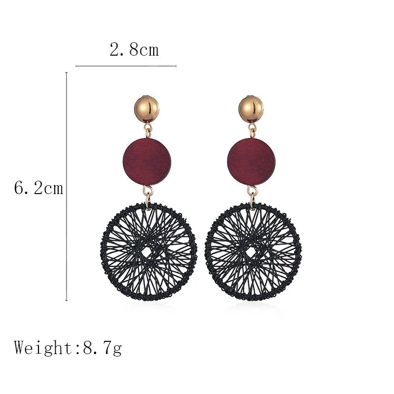 Fashion Geometric Wood Hollow Out Drop Earrings 1 Pair