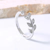 Fashion Geometric Zircon Flower Leaves Copper Opening Adjustable Ring