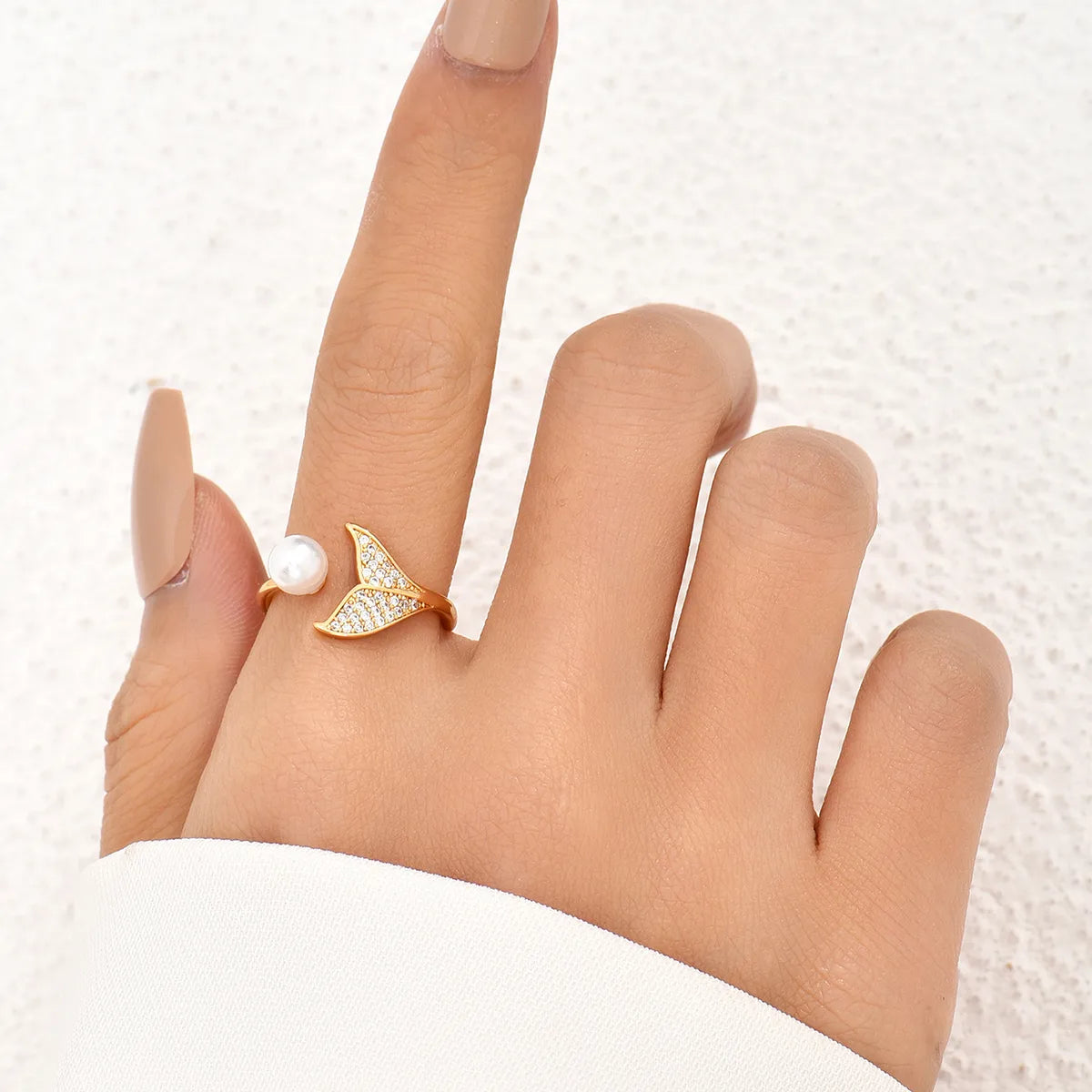 Fashion Geometric Zircon Flower Leaves Copper Opening Adjustable Ring