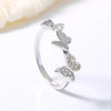 Fashion Geometric Zircon Flower Leaves Copper Opening Adjustable Ring