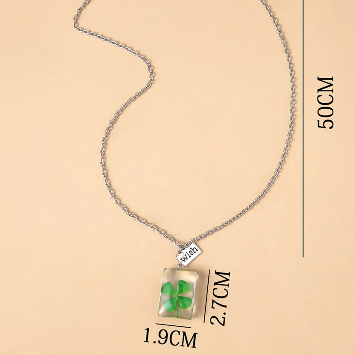 Fashion Four Leaf Clover Glass Synthesis No Inlaid Necklace