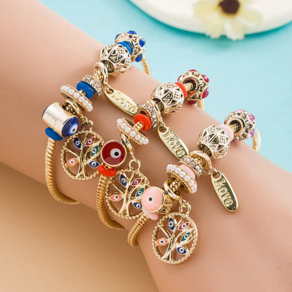 Fashion Gold Adjustable Devil's Eye Shiny Rhinestone Alloy Bracelet