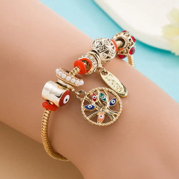 Fashion Gold Adjustable Devil's Eye Shiny Rhinestone Alloy Bracelet