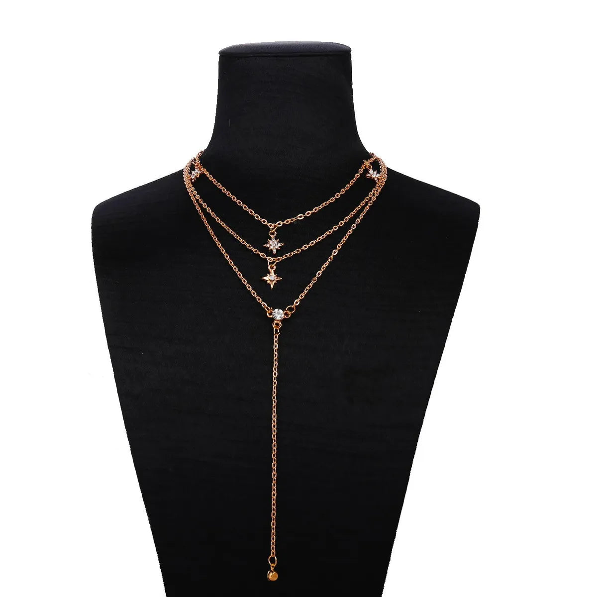 Fashion Alloy Imitated Crystal Multi-Layer Chain Necklace Nhpj147790