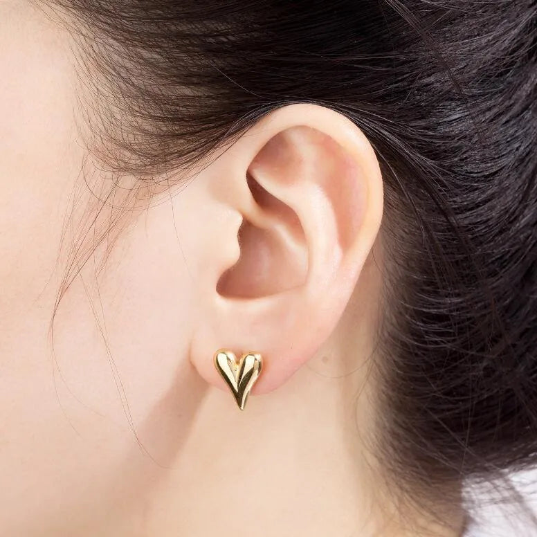 Fashion Gold Plated Stainless Steel Heart Earrings Wholesale Nihaojewelry