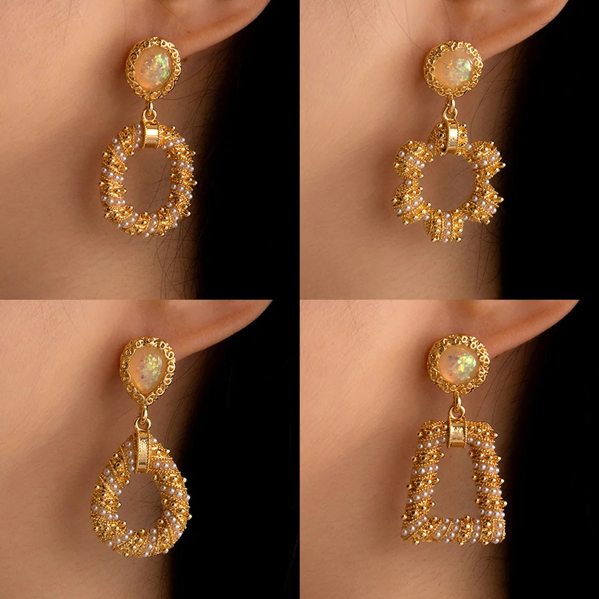 Fashion Golden Creative Three-dimensional Geometric Alloy Earrings Female