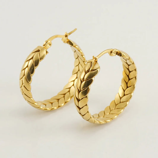 1 Pair Fashion Grain Plating Titanium Steel Earrings