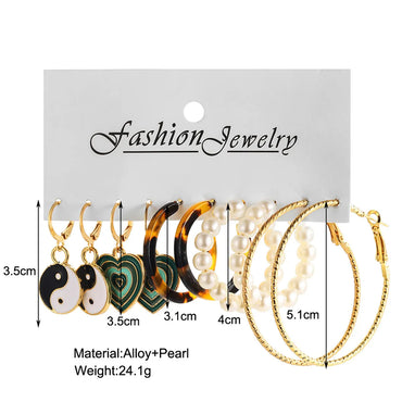 Fashion Green Dripping Oil Heart-shaped Pendant Alloy Earrings Set