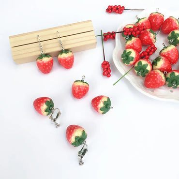 Fashion Hand-made Cartoon Fun Strawberry Earrings