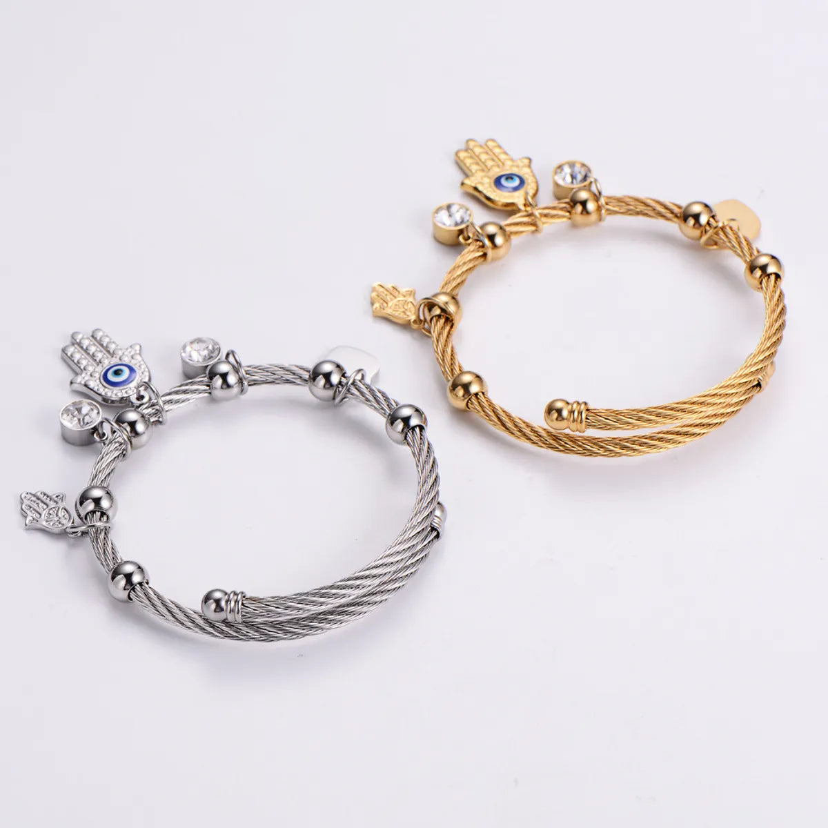 Fashion Hand Titanium Steel Bangle Plating Artificial Diamond Stainless Steel Bracelets