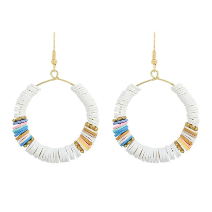 Fashion Hand-Woven Colored Soft  Shell Alloy Earrings