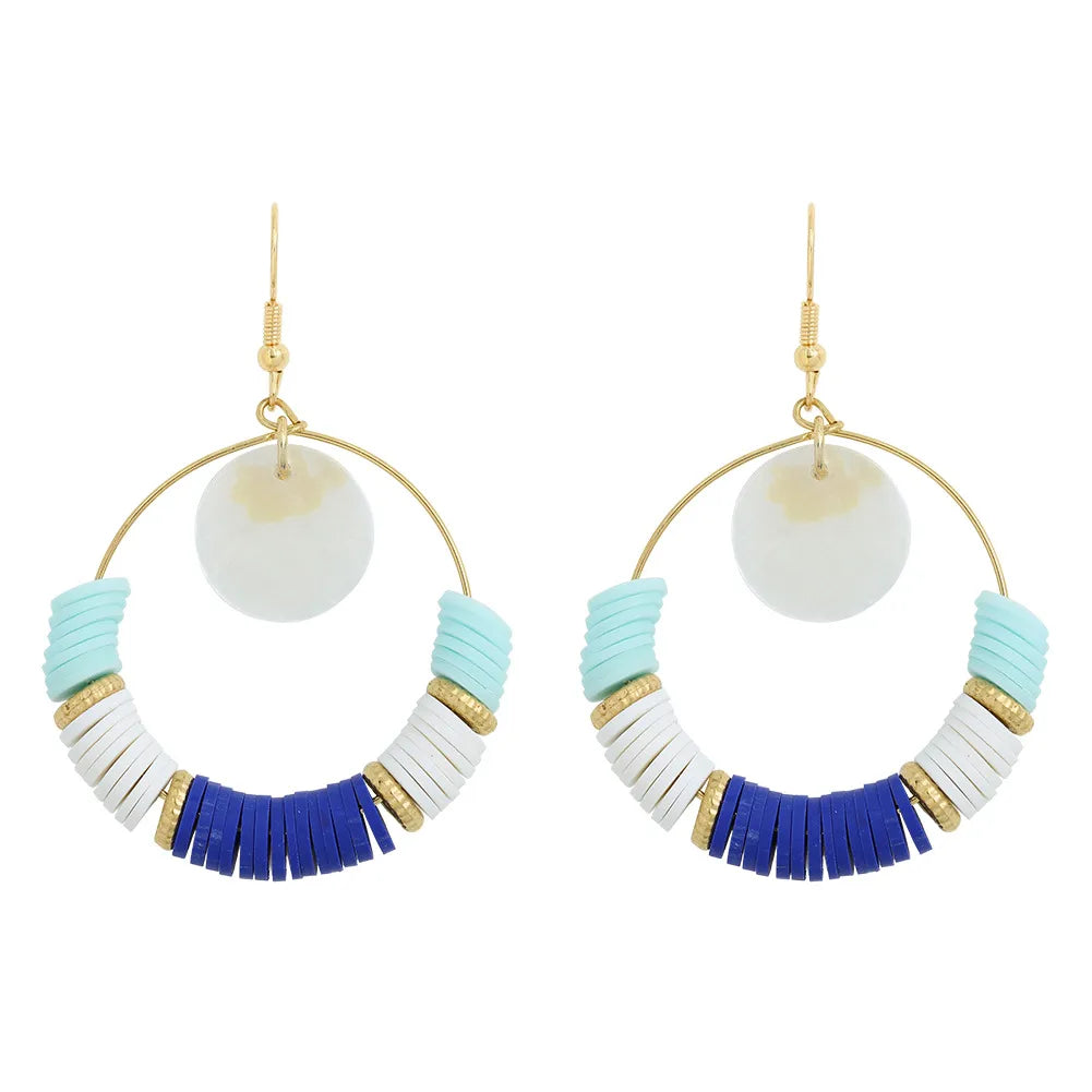 Fashion Hand-Woven Colored Soft  Shell Alloy Earrings