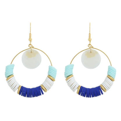 Fashion Hand-Woven Colored Soft  Shell Alloy Earrings