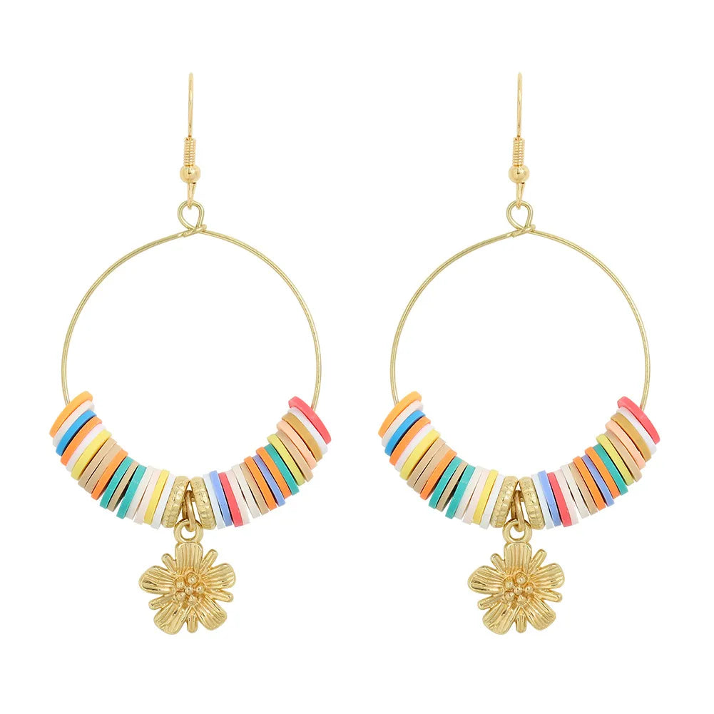 Fashion Hand-Woven Colored Soft  Shell Alloy Earrings