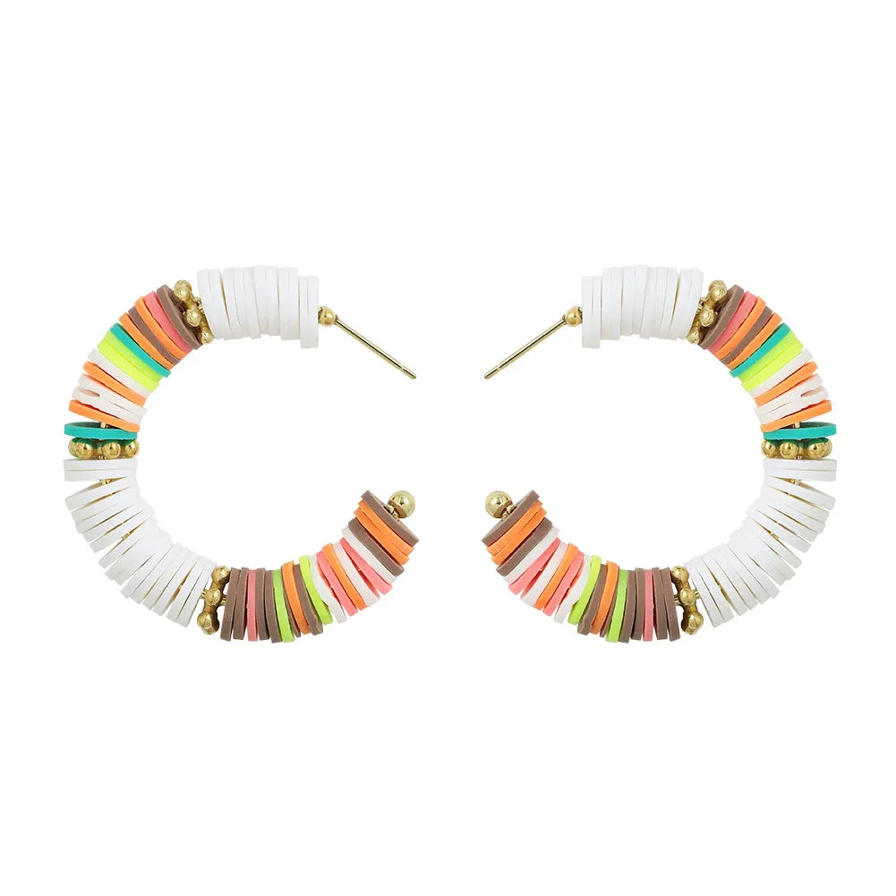 Fashion Hand-Woven Colored Soft  Shell Alloy Earrings