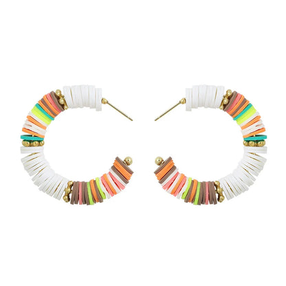 Fashion Hand-Woven Colored Soft  Shell Alloy Earrings