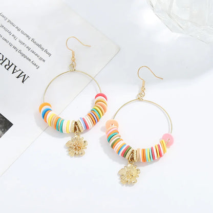 Fashion Hand-Woven Colored Soft  Shell Alloy Earrings