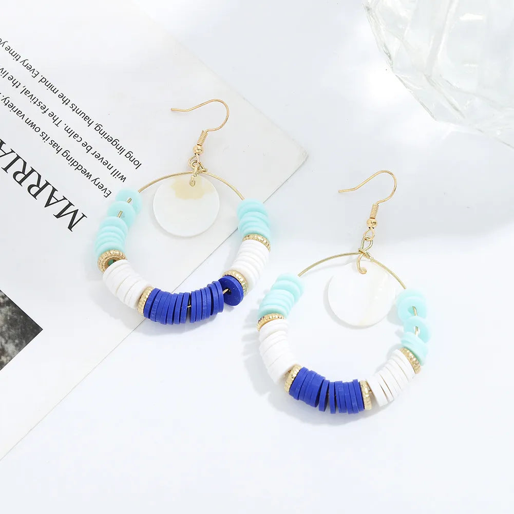 Fashion Hand-Woven Colored Soft  Shell Alloy Earrings