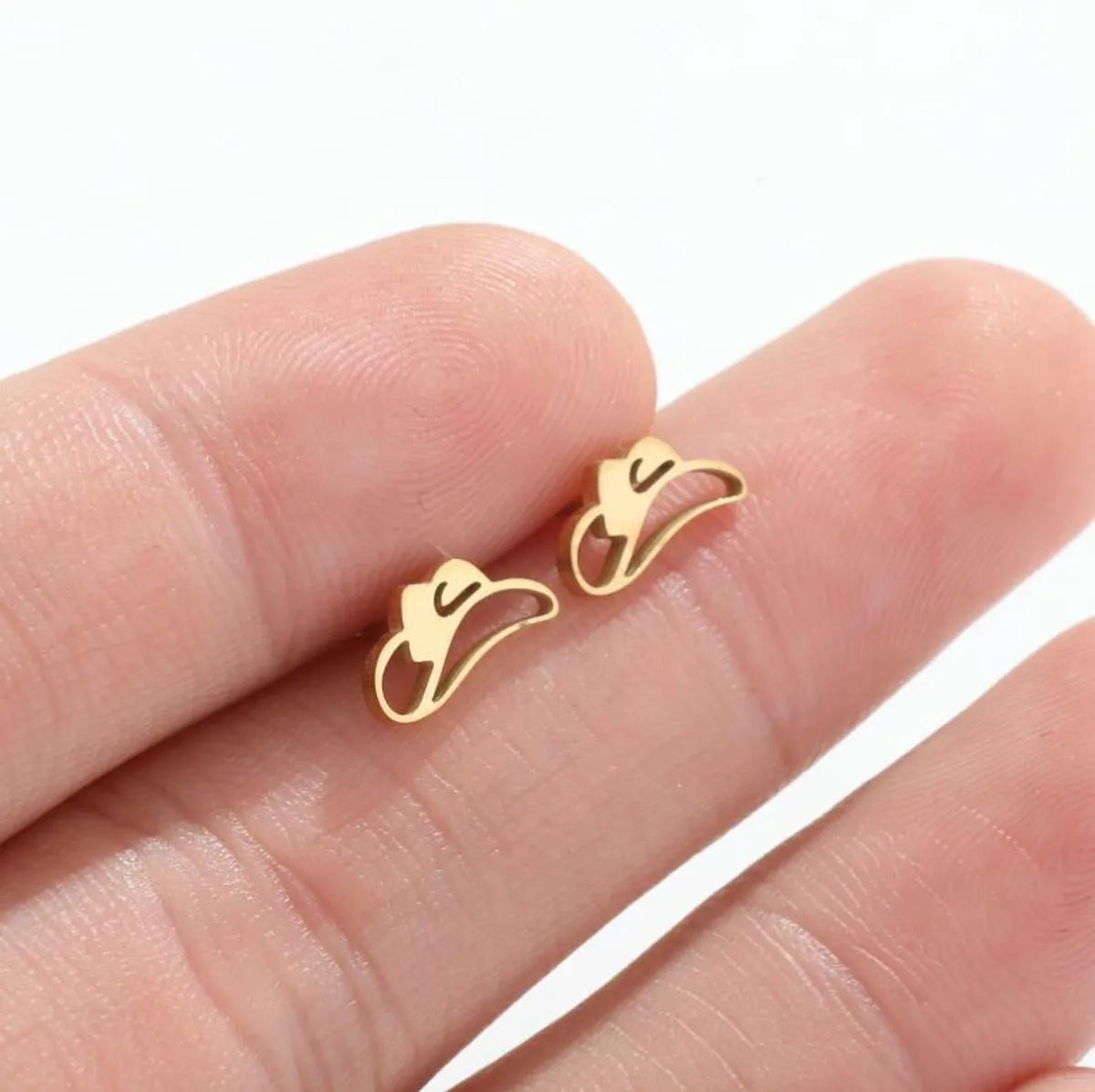 1 Pair Fashion Hat Bow Knot Irregular Plating Hollow Out 304 Stainless Steel 18K Gold Plated Ear Studs