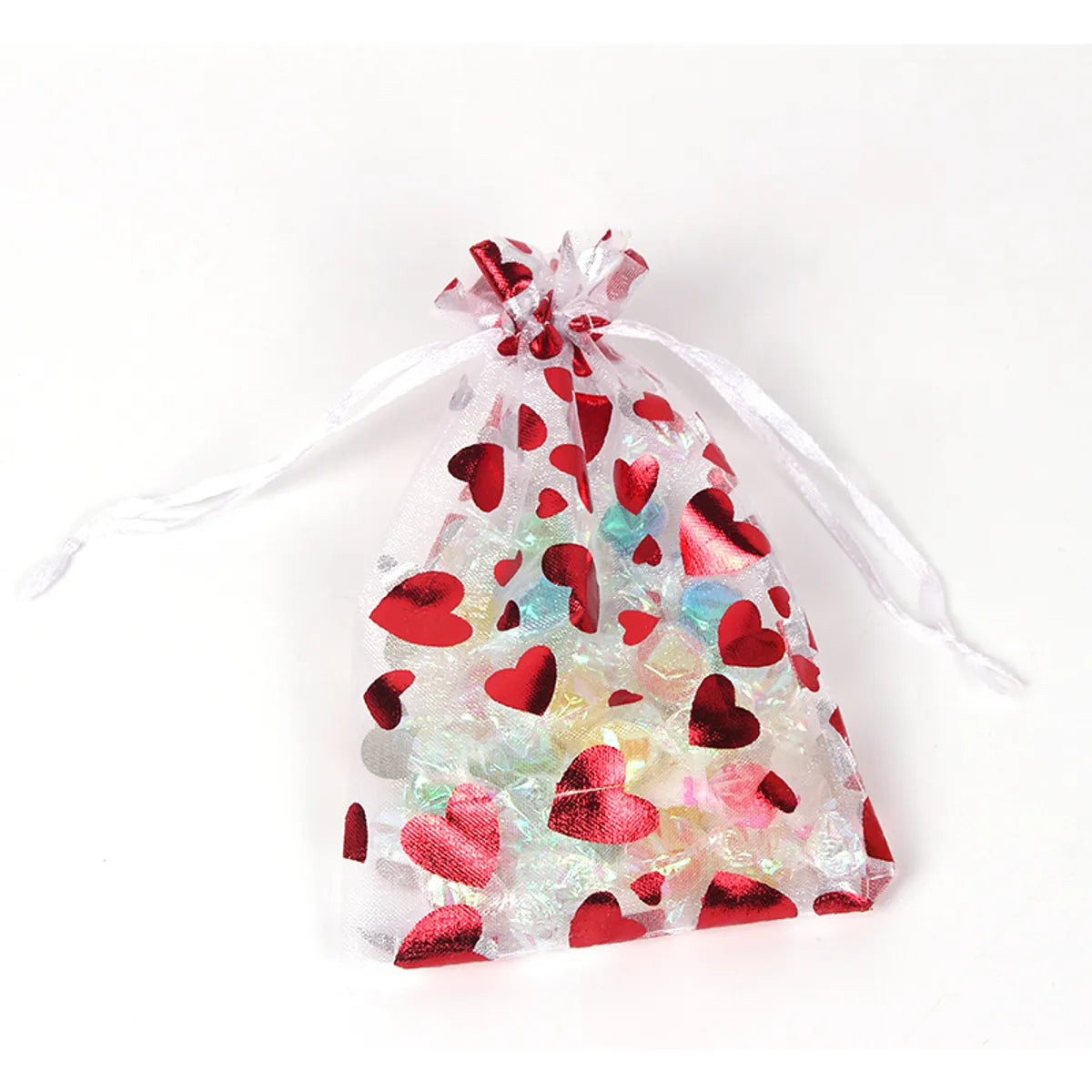 Cute Romantic Heart Shape Organza Valentine'S Day Jewelry Packaging Bags