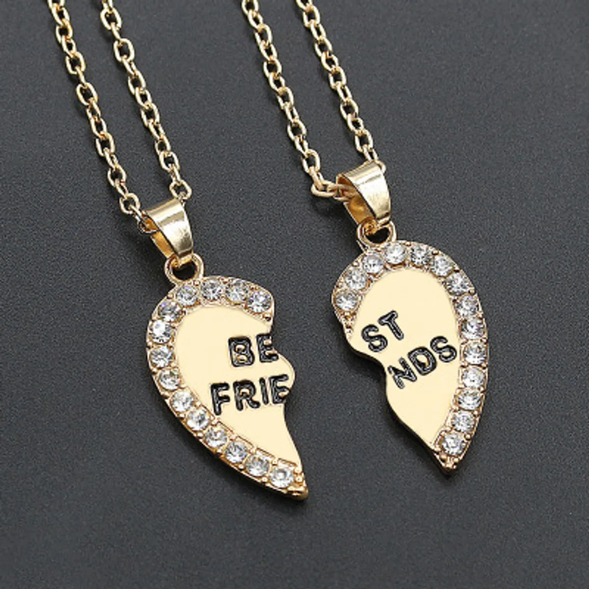 Fashion Heart English Letters Best Friends Pendant Copper Inlaid Zircon Necklace