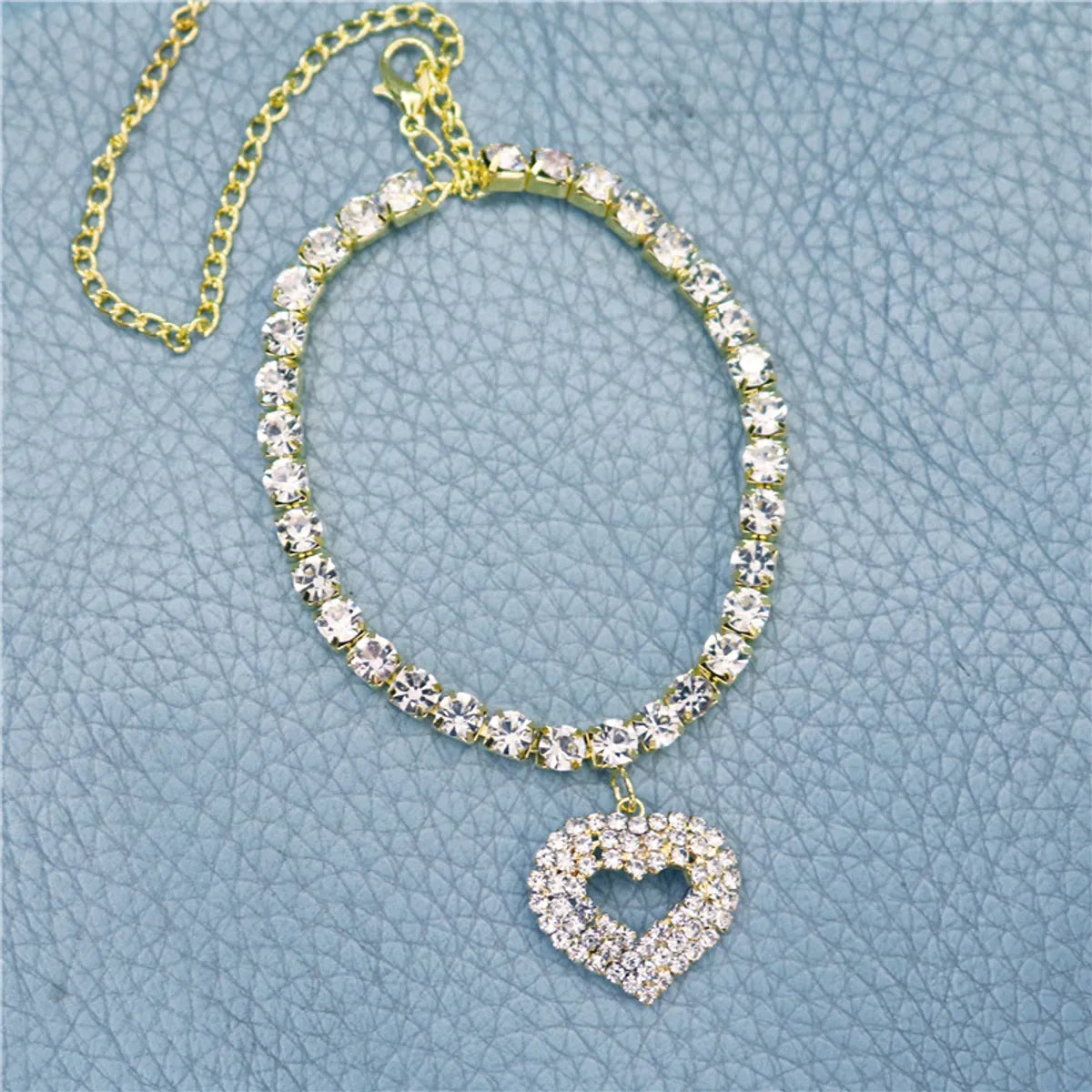 Fashion Heart Rhinestone Anklet Women'S Beach Trend Simple Anklet