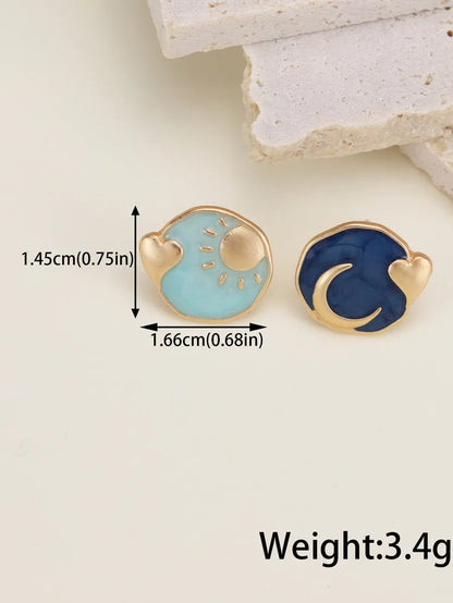 Fashion Heart Shape Alloy Asymmetrical Metal Ear Studs