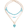 Fashion Heart Shape Alloy Beaded Plating Layered Necklaces