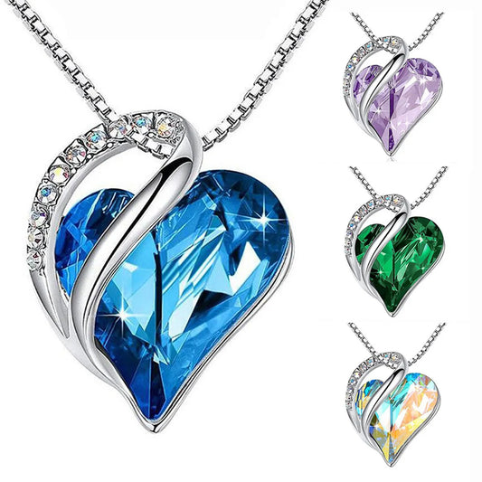 Fashion Heart Shape Alloy Crystal Rhinestone Pendant Necklace 1 Piece