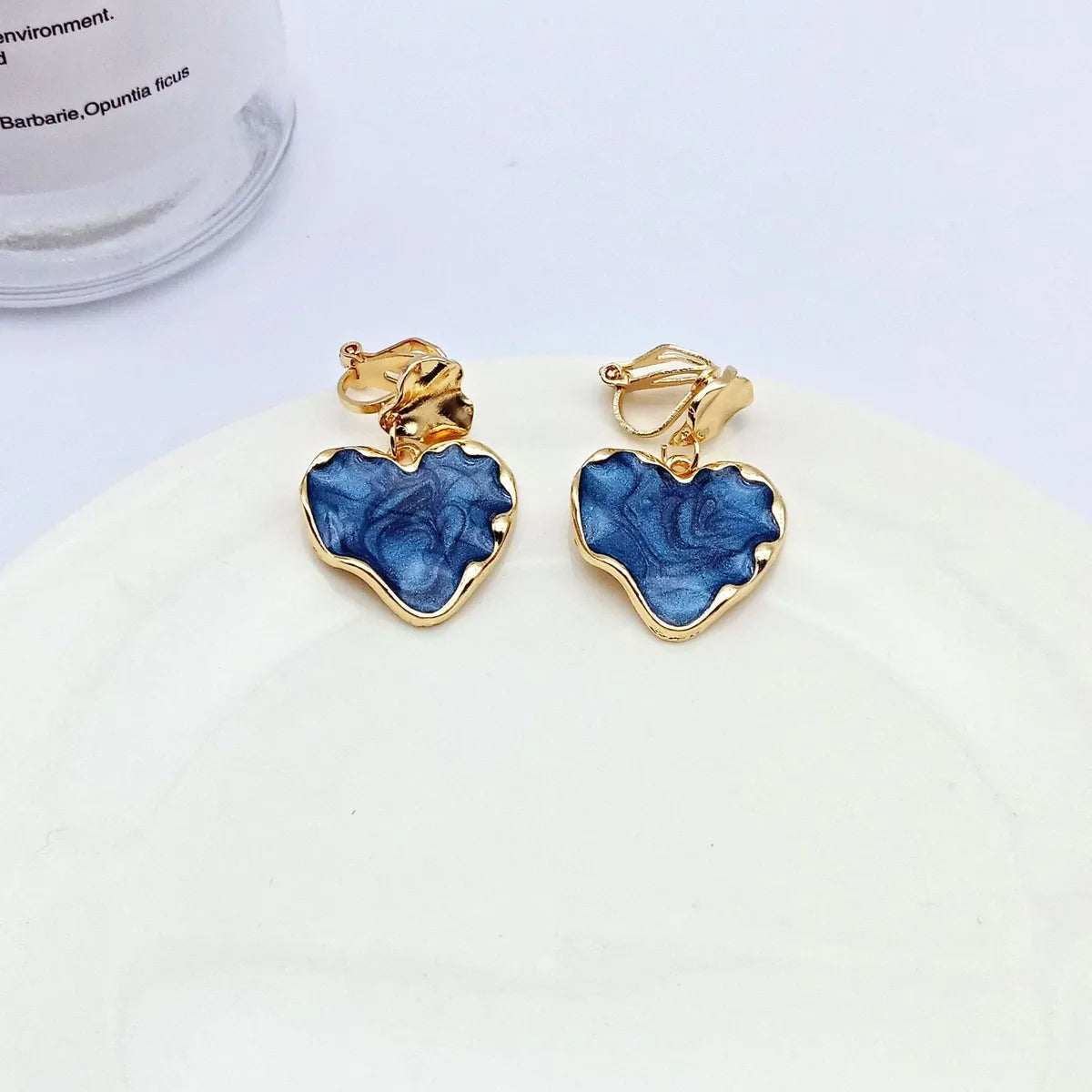 Fashion Heart Shape Alloy Enamel Ear Clips Ear Studs