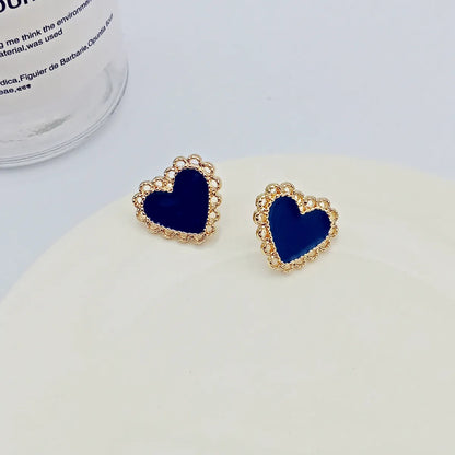 Fashion Heart Shape Alloy Enamel Ear Clips Ear Studs