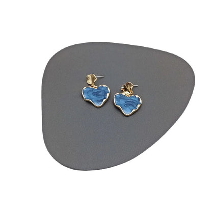 Fashion Heart Shape Alloy Enamel Ear Clips Ear Studs