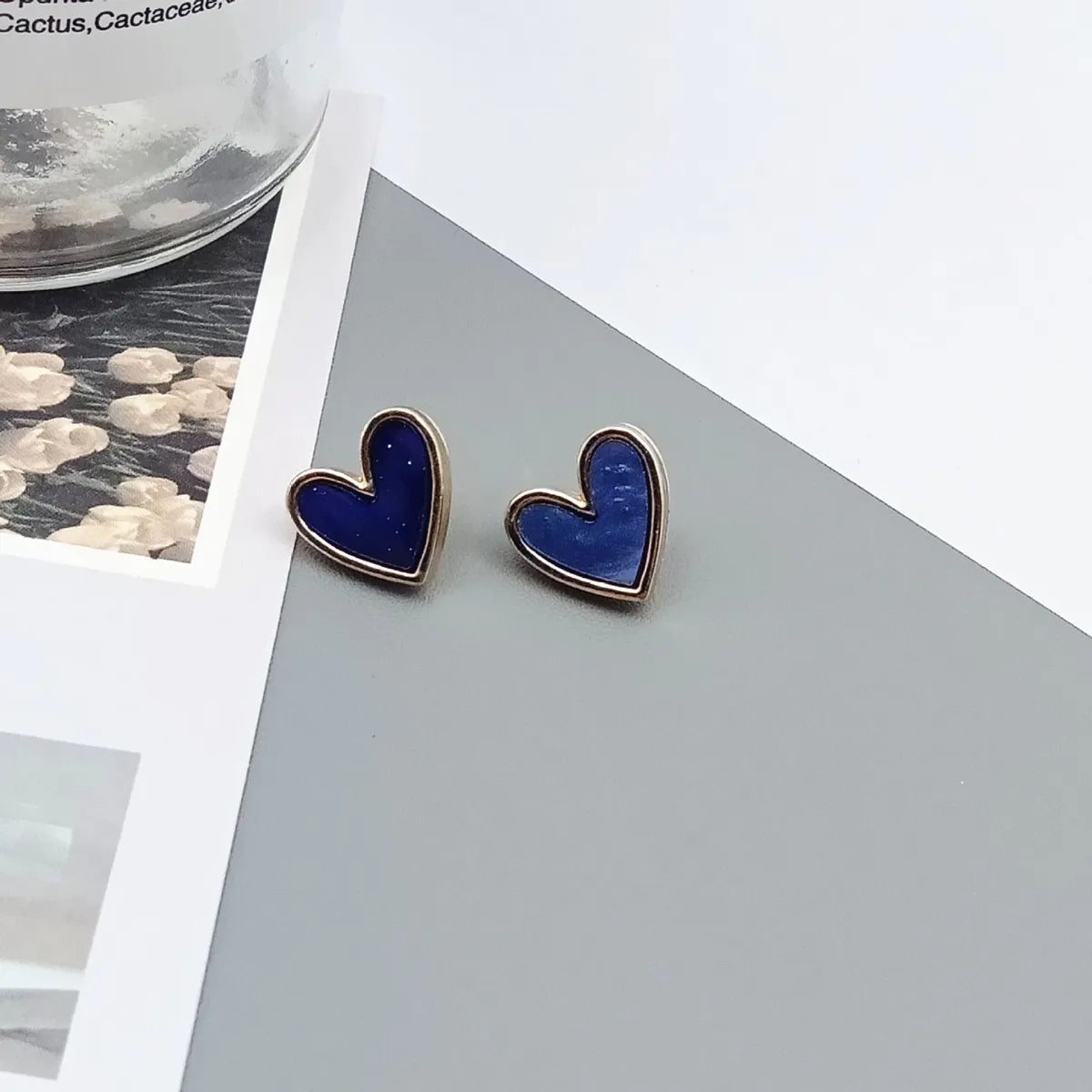 Fashion Heart Shape Alloy Enamel Ear Clips Ear Studs