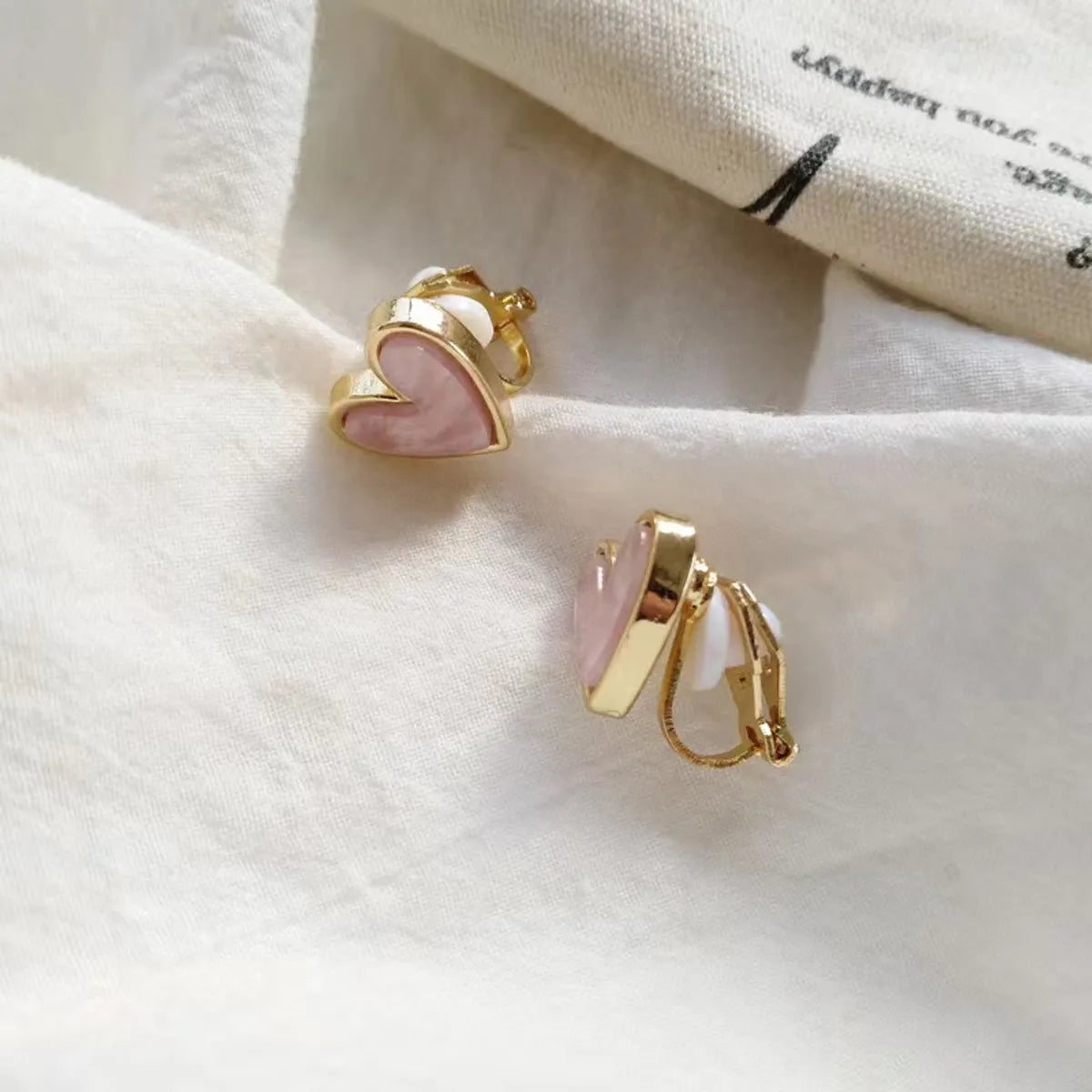 Fashion Heart Shape Alloy Enamel Ear Clips Ear Studs