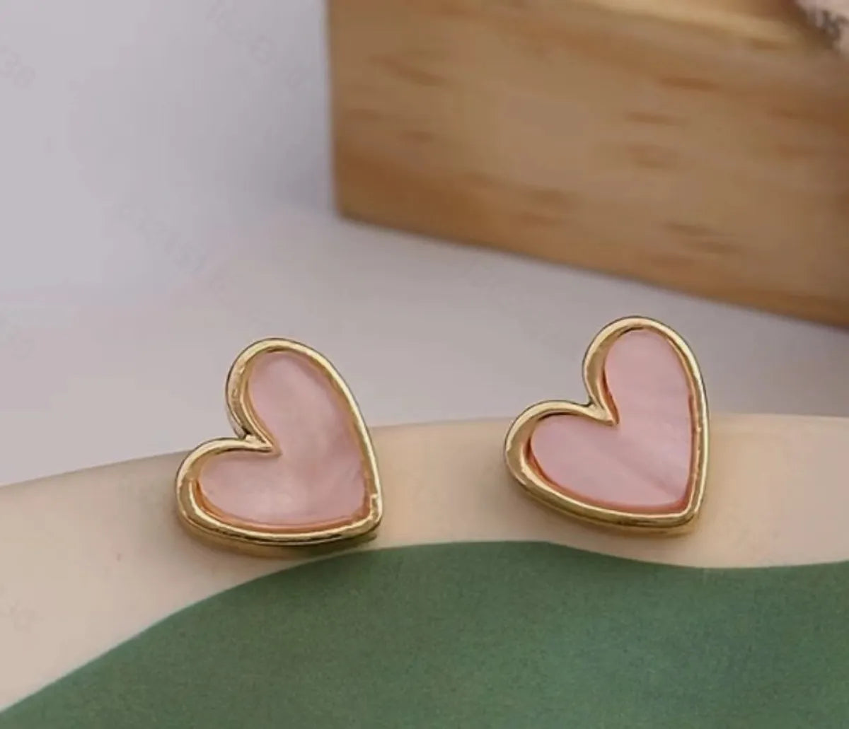 Fashion Heart Shape Alloy Enamel Ear Clips Ear Studs