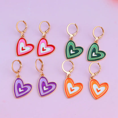 Fashion Heart Shape Alloy Enamel Women's Earrings 1 Pair