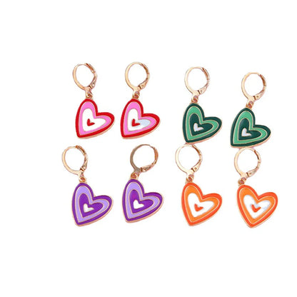 Fashion Heart Shape Alloy Enamel Women's Earrings 1 Pair