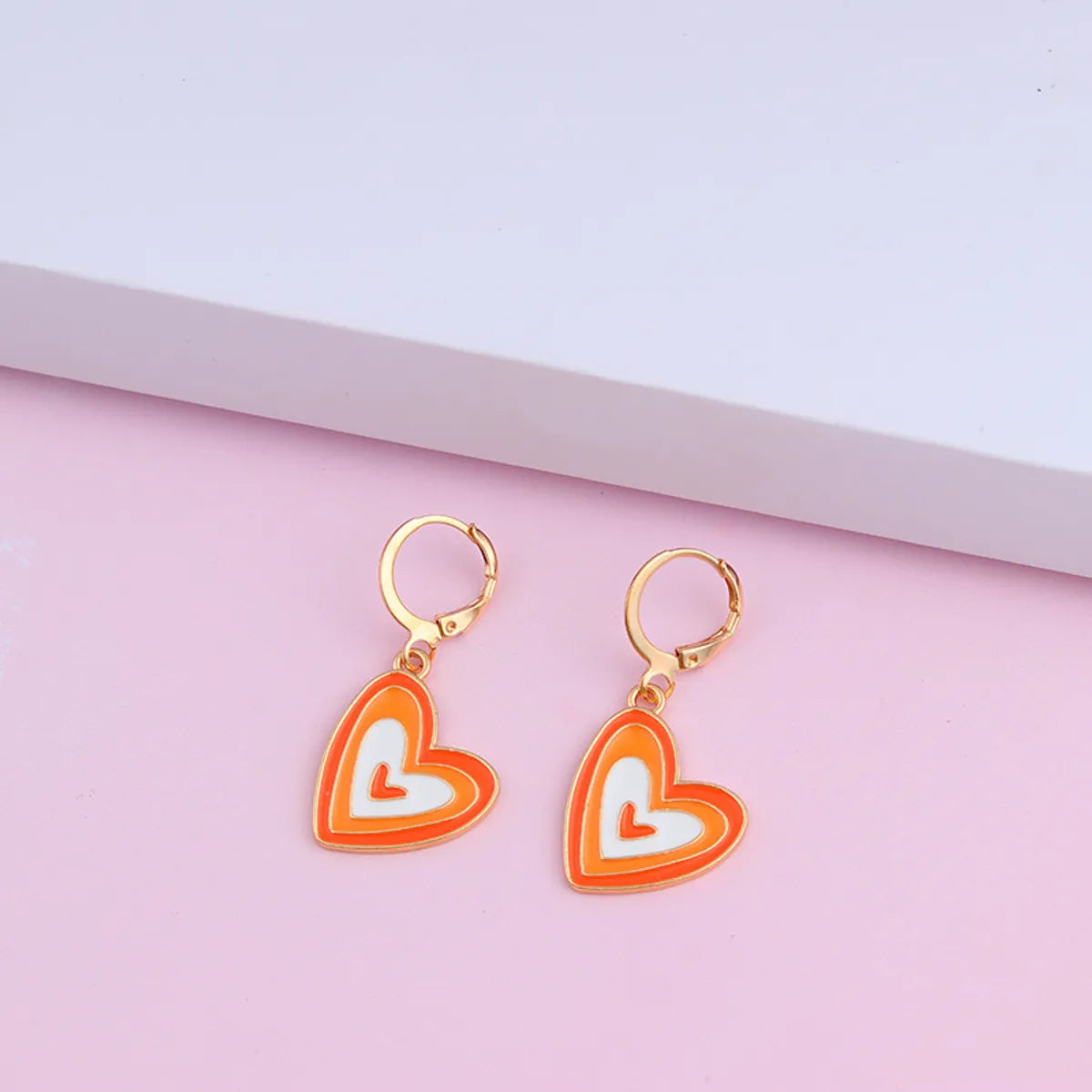 Fashion Heart Shape Alloy Enamel Women's Earrings 1 Pair